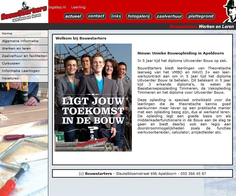 Screencap website Bouwstarters 2011